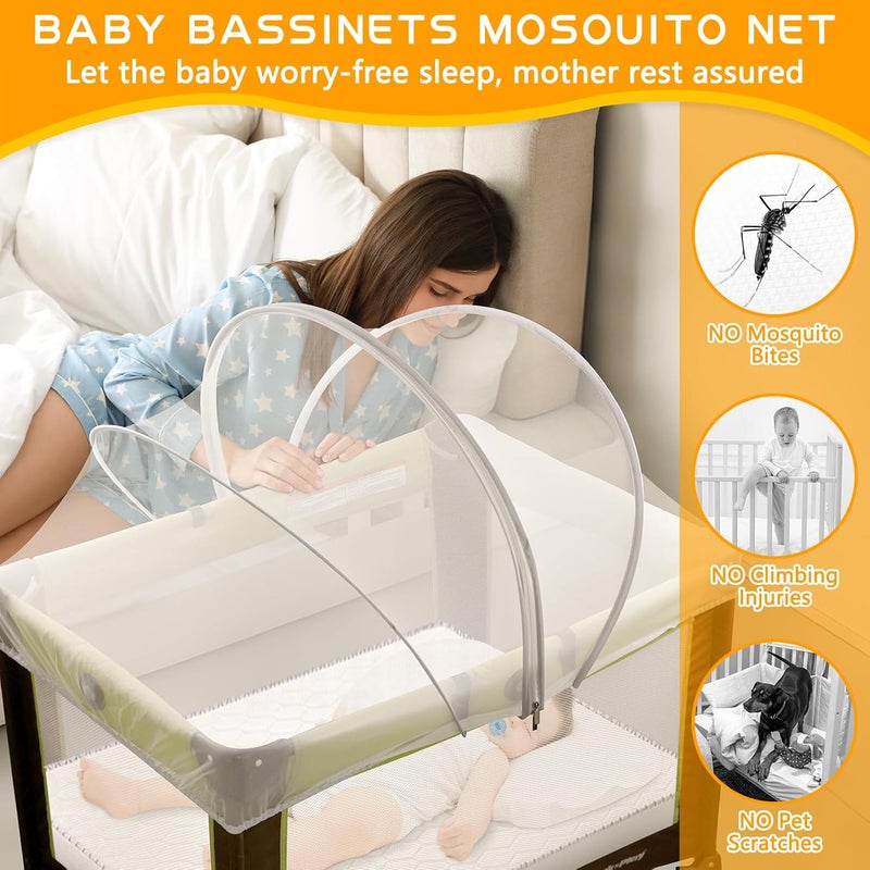 jiangcha Pack and Play Cover - Mosquito Net Cover for Pack n Play/Travel Crib/Mini Crib/Playpen to Keep Cats Out - Breathable Baby Mosquito Net with 2-Way Zipper (White-Large) - Image 5